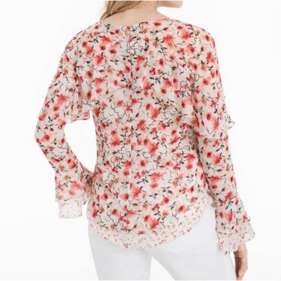 WHITE HOUSE BLACK MARKET Calico Floral Print Ruffled Blouse - Picture 2 of 9
